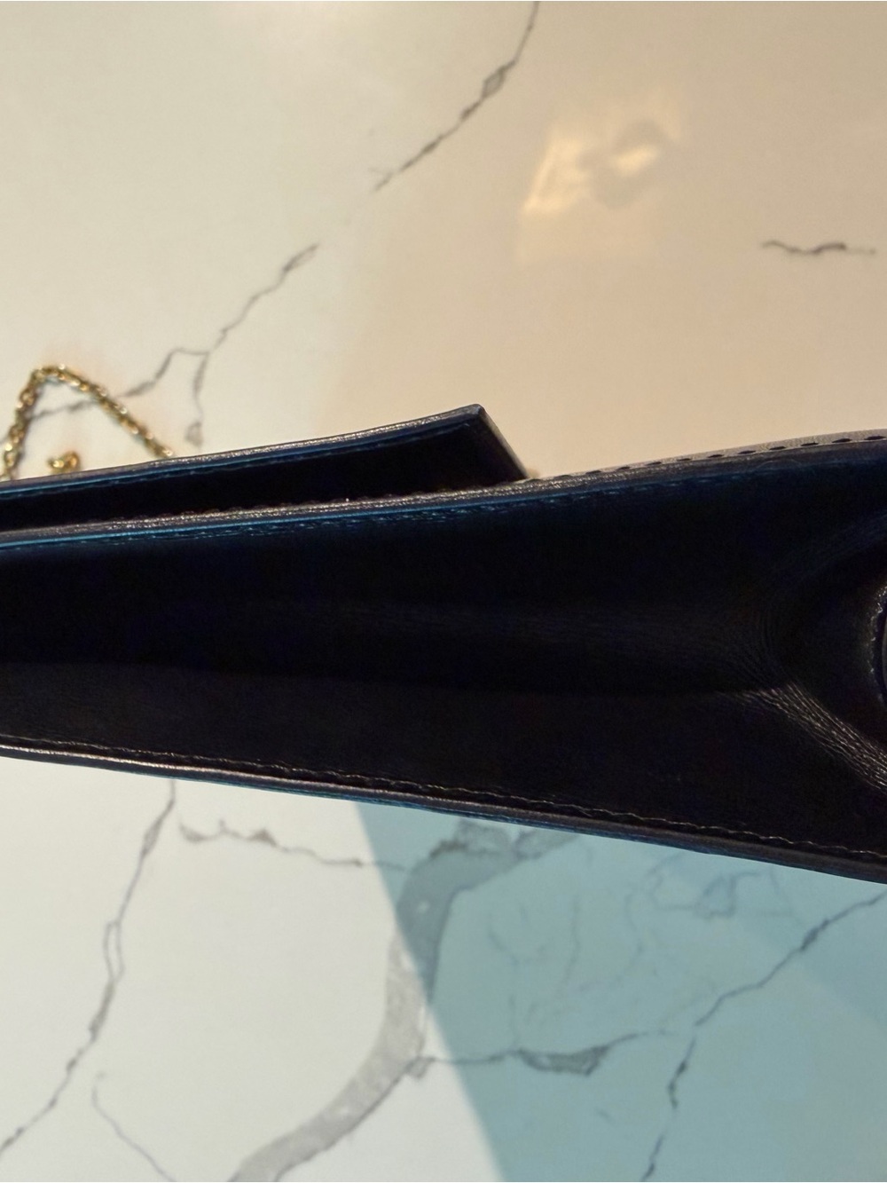 Celine Black Leather Crossbody with Gold Chain and Signature Lock - Picture 6 of 14